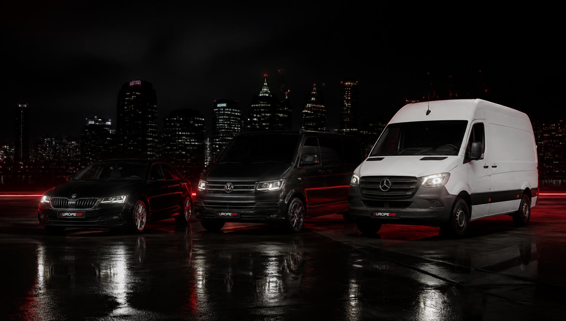 Anderson Hire Drive fleet of cars and vans at night